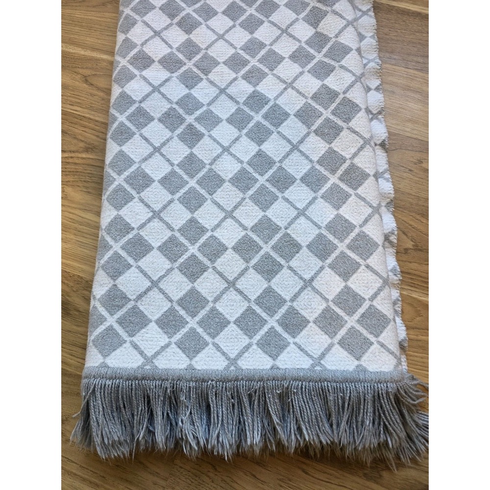 Docofil White Label Luxury Throw Blanket Gray Cotton Blend Checkerboard Pattern